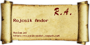 Rojcsik Andor névjegykártya